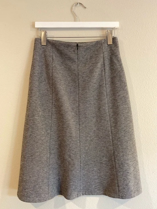 M.M.LaFleur Grey Houndstooth A-Line Midi Skirt Size 4 Virgin Wool Blend Italy - Picture 6 of 6